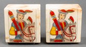 MARBLE BOOKENDS WITH MEDIEVAL FIGURE
