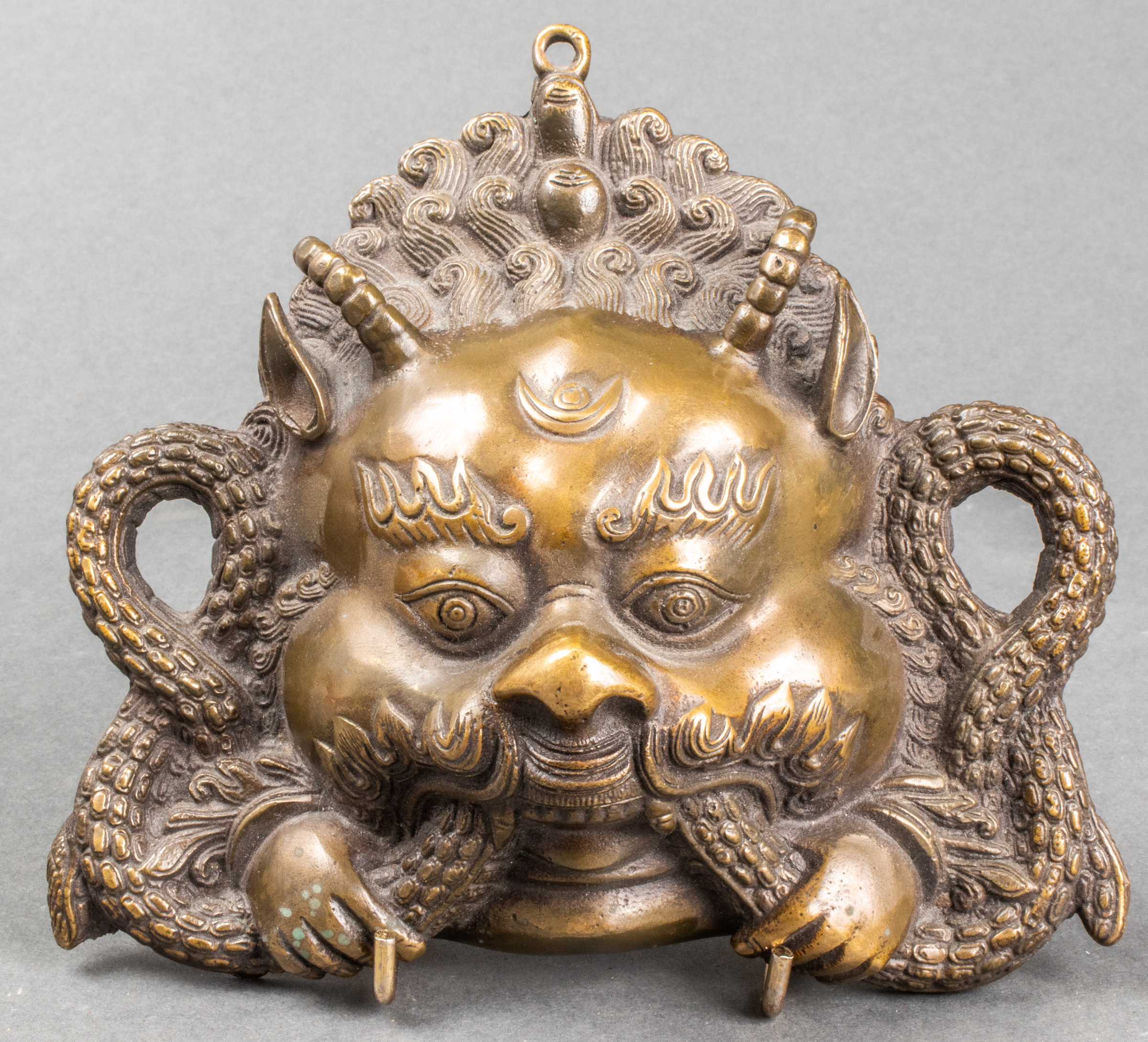 CHINESE BRONZE RELIEF DRAGON MASK 3c3db7