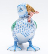 HEREND PUFFIN FISHNET PORCELAIN FIGURE