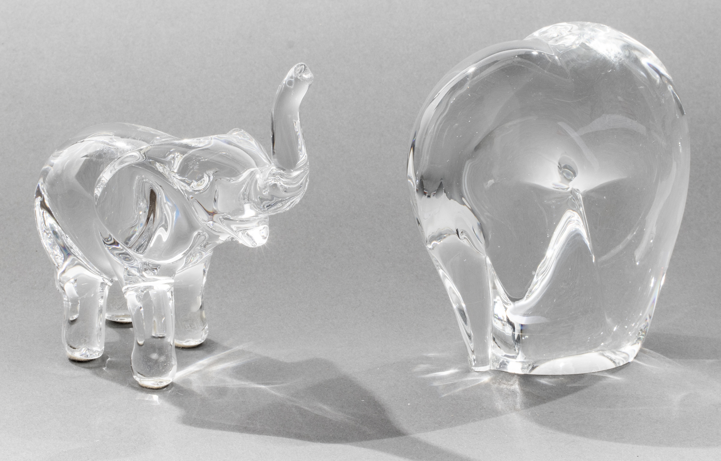MODERN GLASS ELEPHANT SCULPTURES,