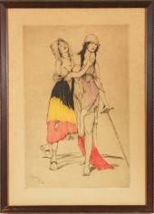 JOSEF PIERRE NUYTTENS HAND COLORED ETCHING