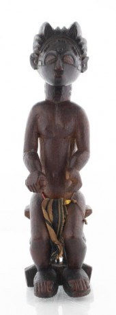 AFRICAN BAULE CARVED WOOD ANCESTOR FIGURE