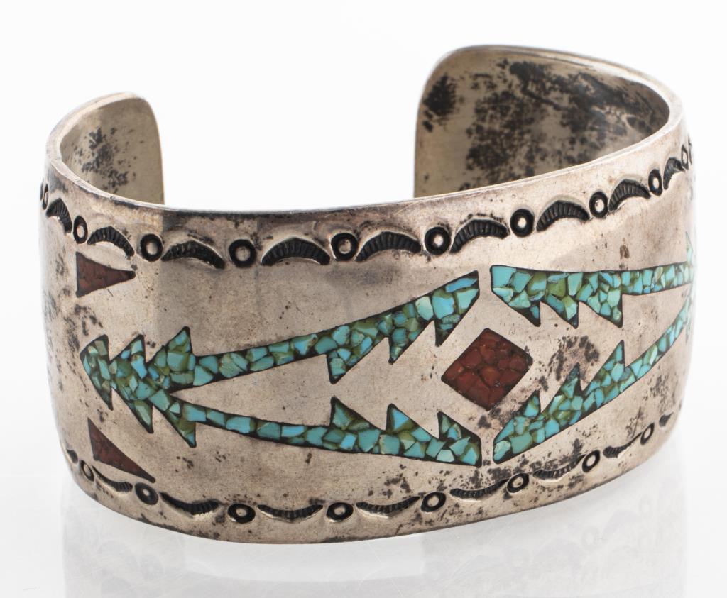 NAVAJO SILVER TURQUOISE CORAL 3c431b