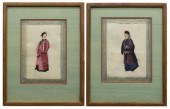 (2) CHINESE GOUACHE ANCESTRAL PORTRAITS(lot
