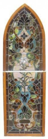 STAINED & LEADED GLASS POINTED ARCH
