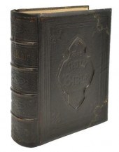 LEATHER-BOUND ILLUSTRATED HOLY BIBLE,