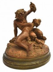 TERRACOTTA COUPLE BACCHANALE AFTER CLODIONFrench