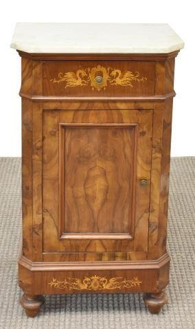ITALIAN MARQUETRY MARBLE TOP BEDSIDE 3c22c7