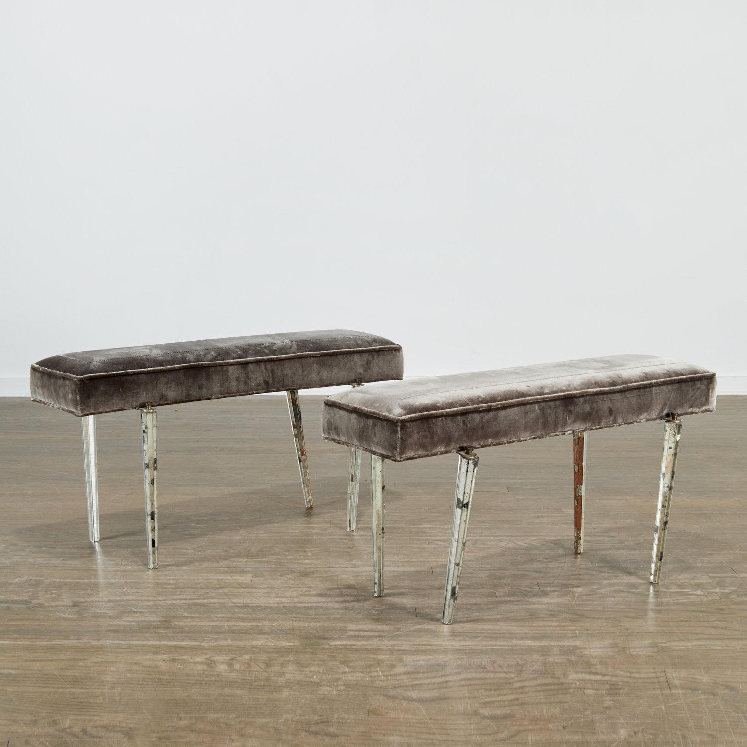 PAIR ART DECO BENCHES WITH MIRRORED 3c2534