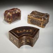 (3) CHINESE EXPORT LACQUER TEA CADDIES