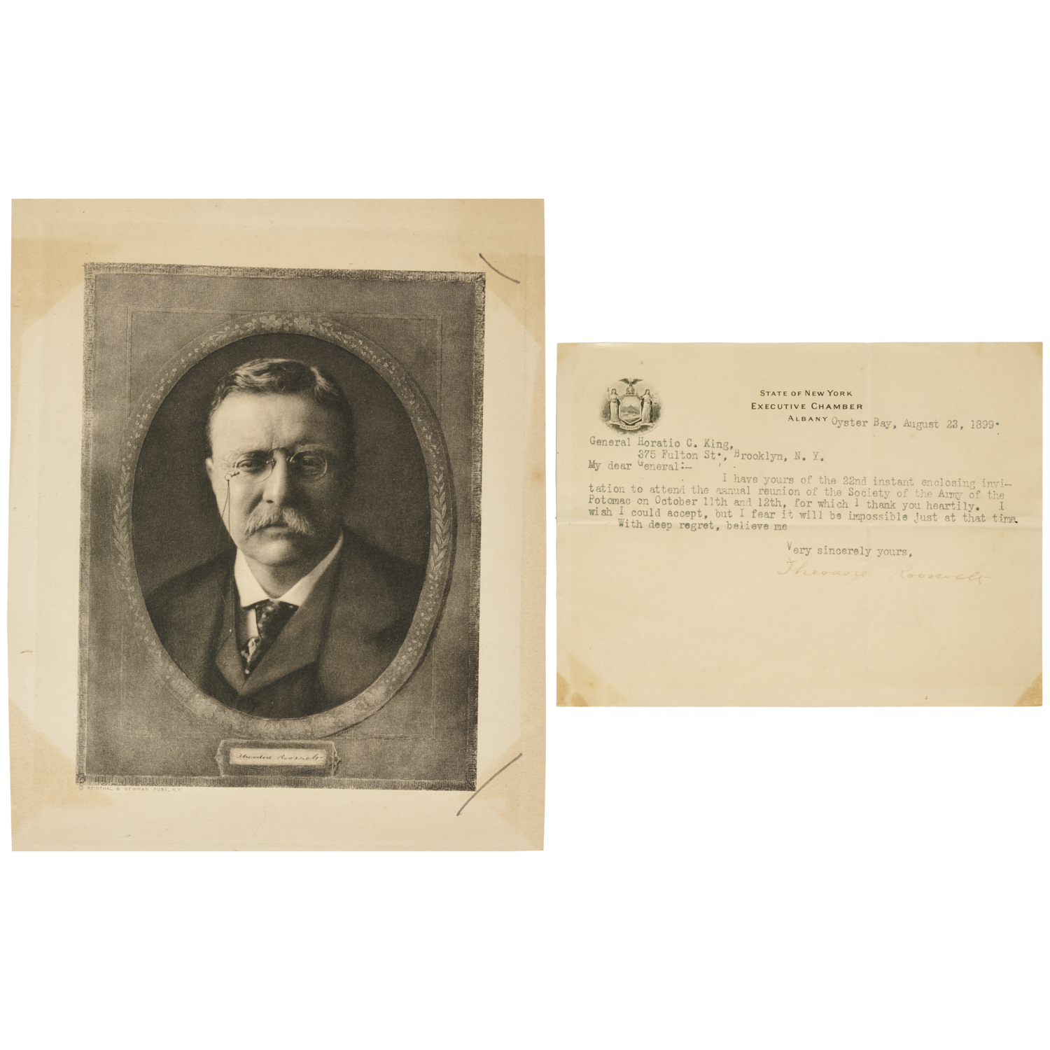 THEODORE ROOSEVELT TYPED LETTER  3c281e