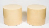 INTREX FURNITURE LACQUERED DRUM TABLES,