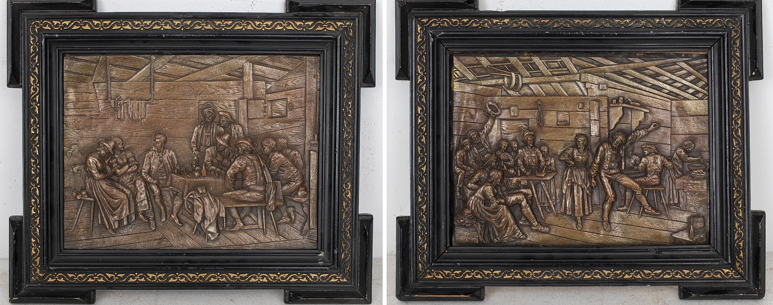CONTINENTAL FRAMED RELIEF PUB SCENES  3c5593