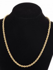 ITALIAN 18K YELLOW GOLD ROPE CHAIN NECKLACE