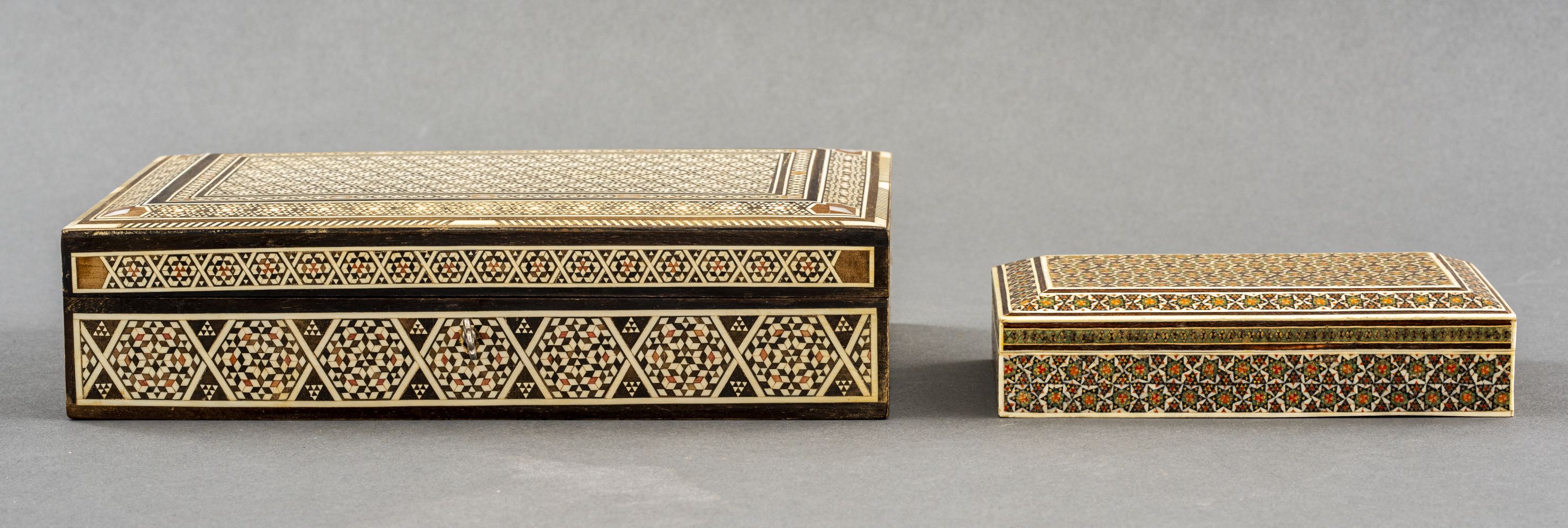 SYRIAN INLAID WOOD BOXES 2 Two 3c570d