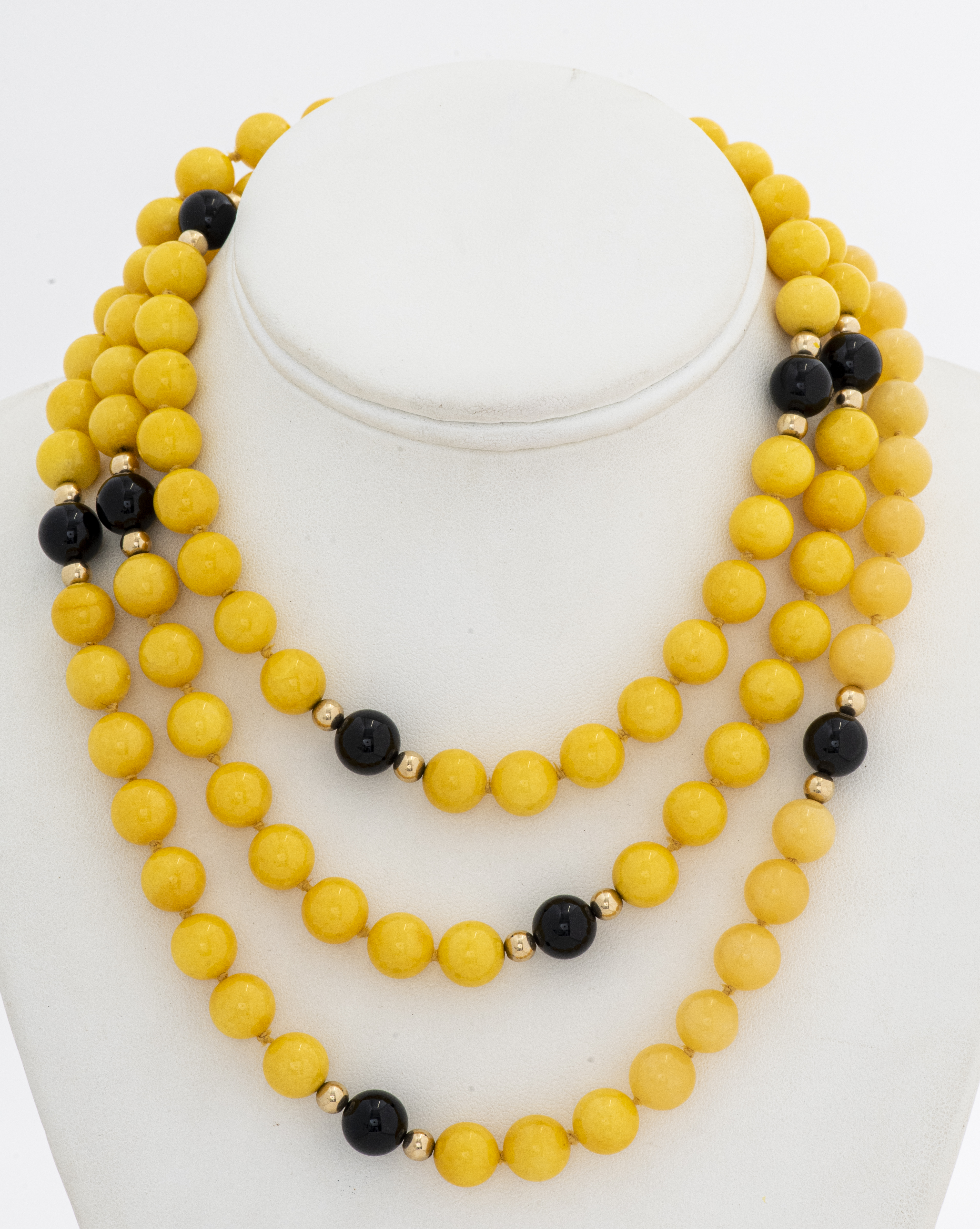 YELLOW DYED JADE ONYX GOLD TONE 3c59a5