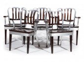 FIVE SHAW WALKER WOOD AND ALUMINUM ARMCHAIRSFive