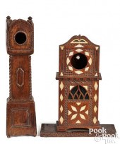TWO CLOCK FORM WATCH HUTCHES, 19TH C.Two