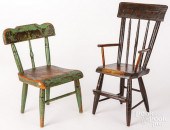 TWO CHILDRENS/DOLL CHAIRS, 19TH C.Two