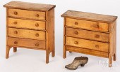 TWO DOLL SIZE CHEST OF DRAWERS, EARLY