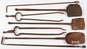 GROUP OF IRON FIREPLACE TOOLS, 18TH/19TH