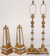 PAIR OF CONTEMPORARY GILT AND MIRRORED