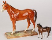 TWO PORCELAIN HORSE FIGURESTwo porcelain