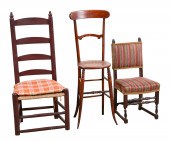 (3) Childs chairs, Sheraton style upholstered