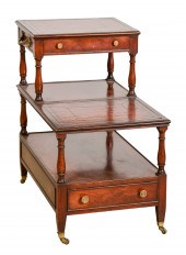 Mahogany leather step up side table,