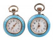 (2) Swiss silver guilloche pocketwatches,