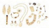 Alaskan ivory and gold jewelry grouping