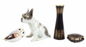 (4) Porcelain animal figures, vase and