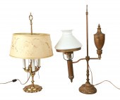 (2) Brass electrified table lamps, c/o