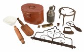 Lot of kitchen items, c/o wrought iron