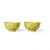 PAIR OF YELLOW-GROUND GREEN-ENAMELLED
