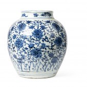 LARGE BLUE AND WHITE JAR LATE MING 3c6a1a