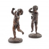 PAIR OF FRENCH BRONZE FIGURES OF PUTTI,