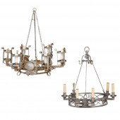 TWO GOTHIC STYLE WROUGHT METAL CHANDELIERS
20TH