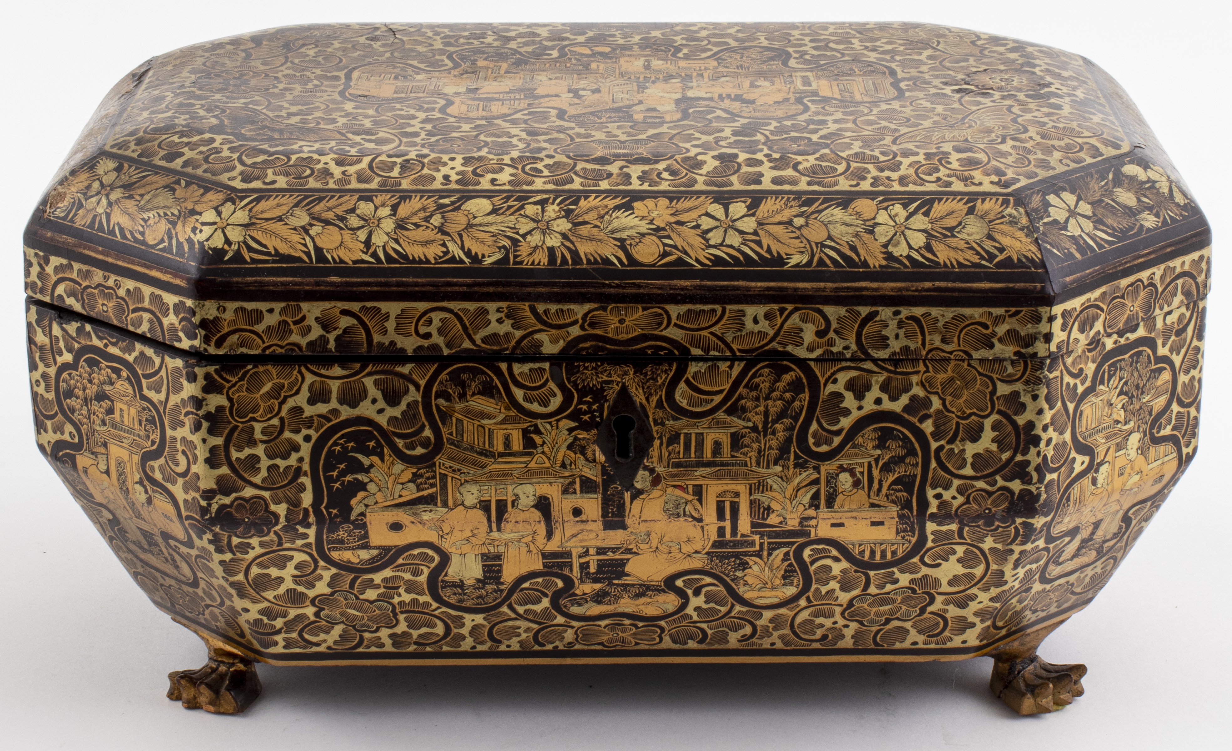 CHINESE EXPORT BLACK LACQUER BOX 3c46ac