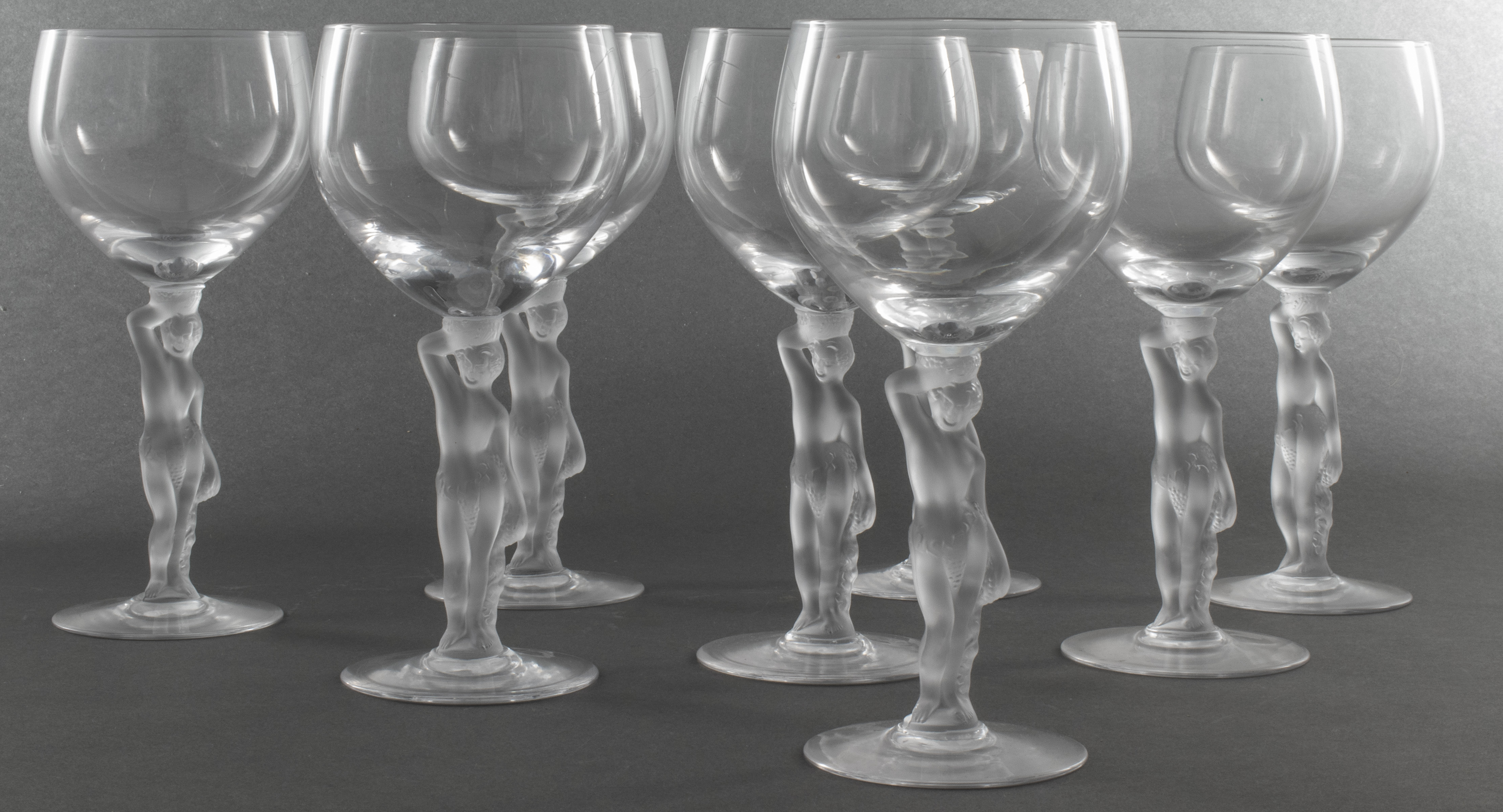 LALIQUE STYLE CRYSTAL WINE GLASSES  3c48b2