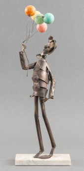 PM SIGNED METAL SCULPTURE OF A CLOWN