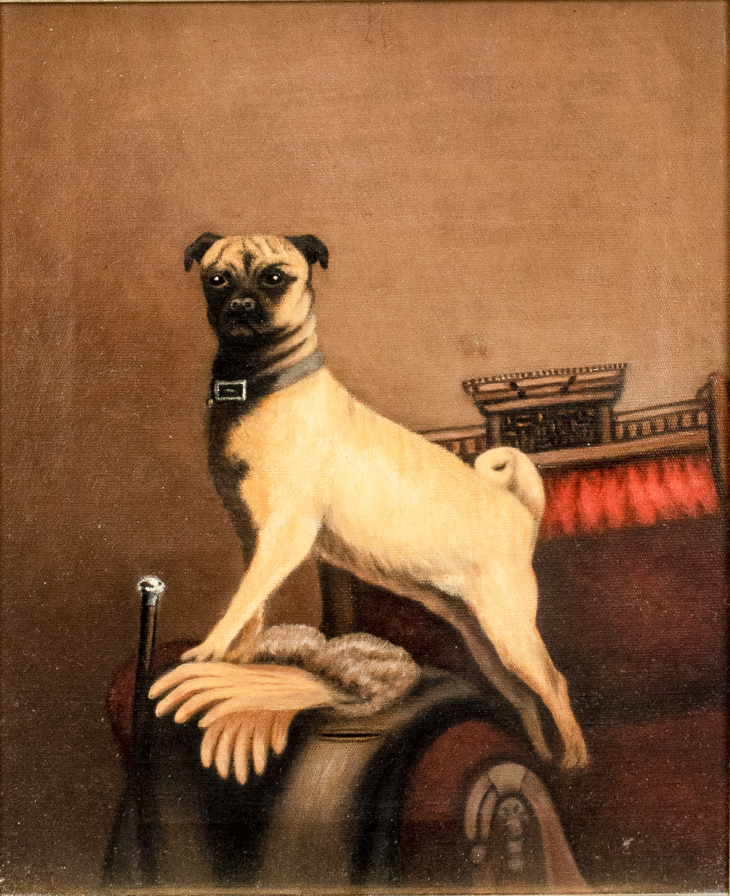 PORTRAIT OF A PUG OIL ON CANVAS