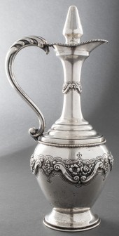 REPOUSSE STERLING SILVER WINE DECANTER