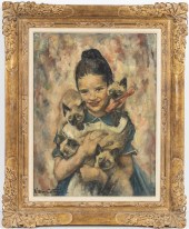 LILLIAN COTTON GIRL WITH CATS OIL