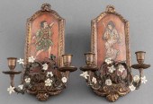 VINTAGE CHINOISERIE CANDLE WALL SCONCES,