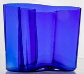 ALVAR AALTO MODERN BLUE GLASS FREEFORM