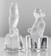 SEVRES CRYSTAL POODLE AND COCKATOO PAPERWEIGHTS,