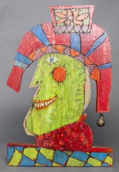 PAINTED WOODEN FOLK ART JESTER Painted