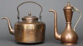 INDIAN COPPER TEAPOT & WASHING PITCHER,