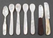 MOTHER OF PEARL CAVIAR SPOONS AND SPREADERS,